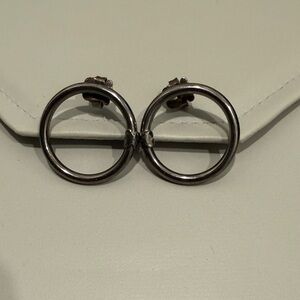 Tous Hold Dark Silver Circle Stud Earrings